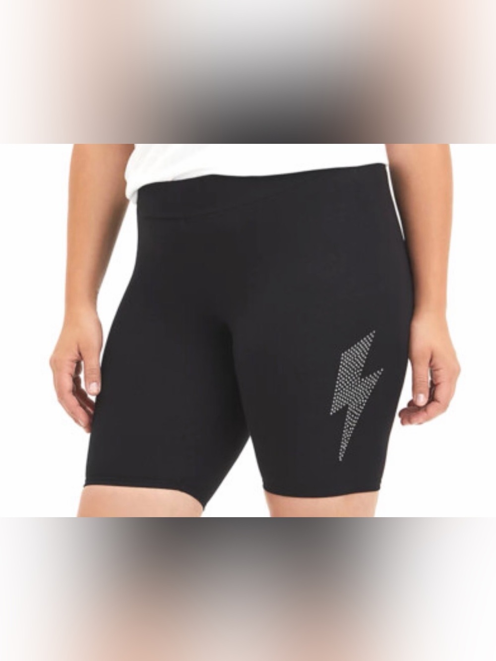 Torrid Black High-Rise Bike Shorts with Rhinestone Lightning